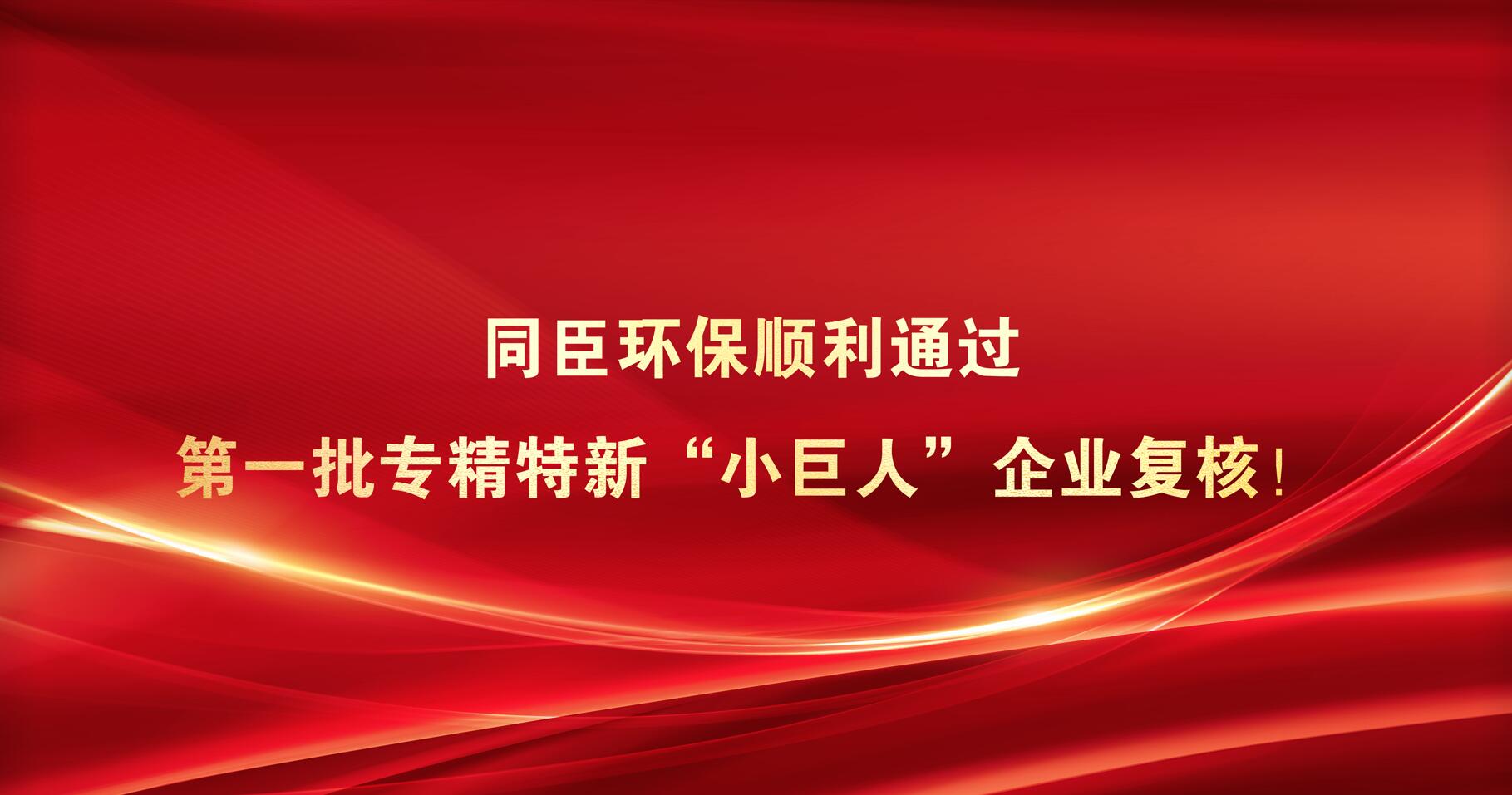 喜讯 | 同臣环保顺利通过第一批专精特新“小巨人”企业复核！